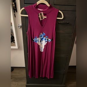 Beautiful, soft purple dress with cow head on the front, so soft - medium